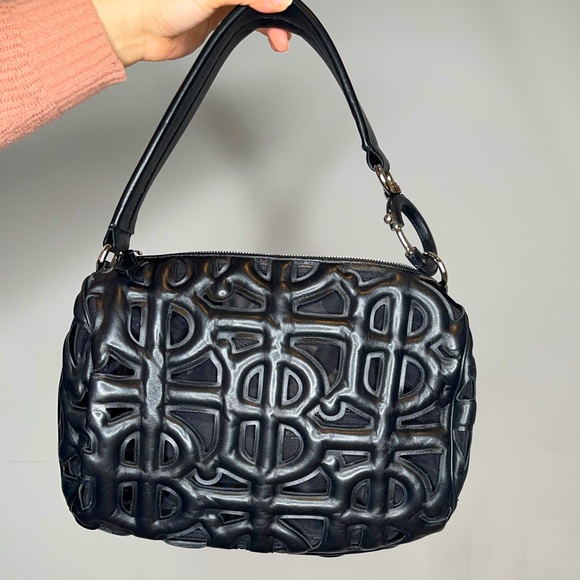 Burberry Black Mesh Rhombi Shoulder Handbag Quilted Leather - Picture 1 of 4